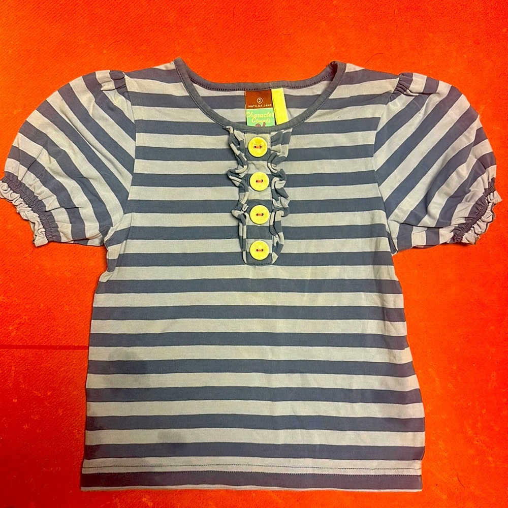 Vintage, Matilda, Jane, Character Counts, size 2 blue striped shirt, VGUC